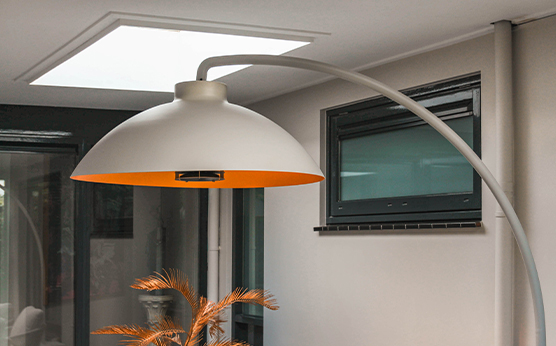 Heatsail Dome designer lamp with heating in luxury canopy – Van Beem Outdoor Living