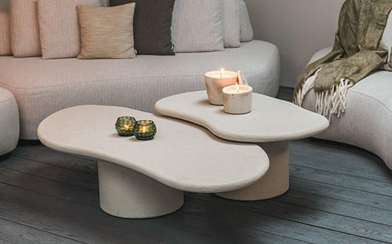 Concrete-look side tables with garden furniture in a luxurious canopy – Van Beem Buitenleven