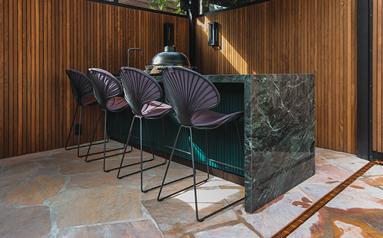 Royal Botania Ostrea bar stool for luxury gardens and patios