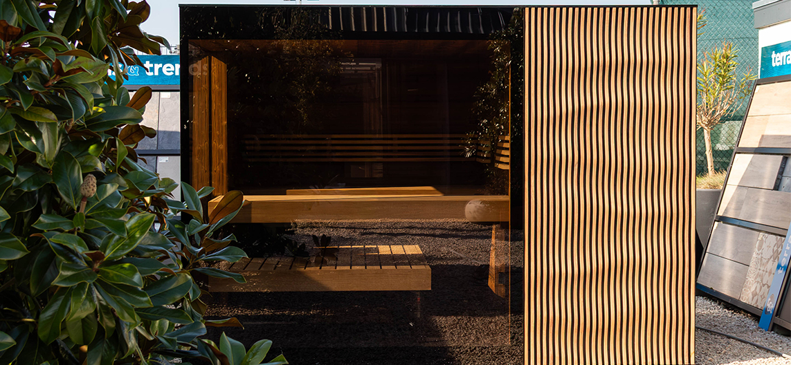 Kaprun outdoor sauna in the Van Beem Buitenleven show garden