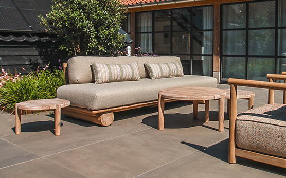 Gommaire Edge Teak Garden Bench for Luxury Gardens and Patios