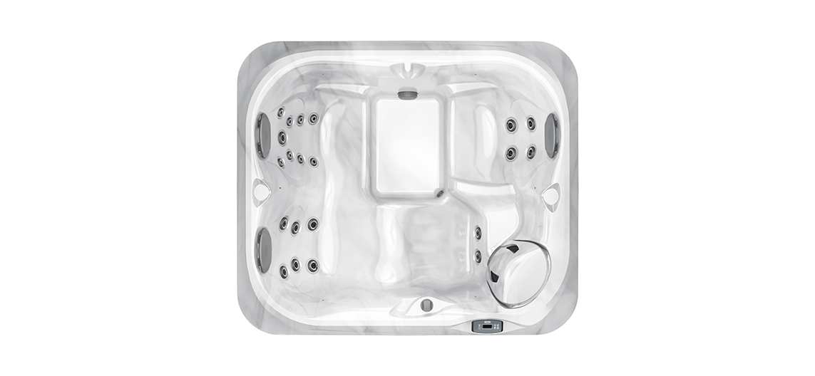 Top view of the Jacuzzi J-215 with jets for luxury wellness in the garden