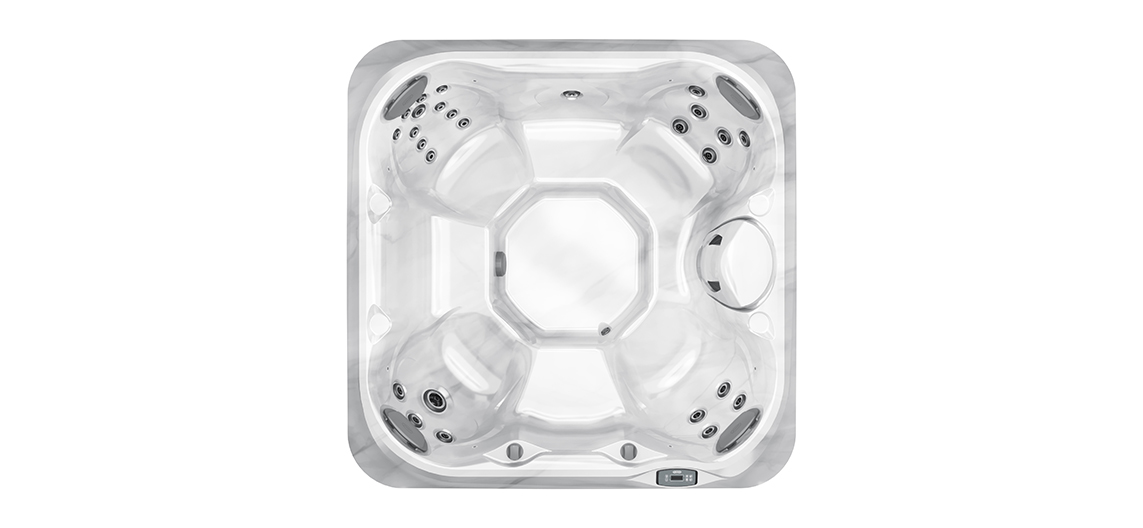 Top view of the Jacuzzi J-225 with jets for luxurious wellness in the garden