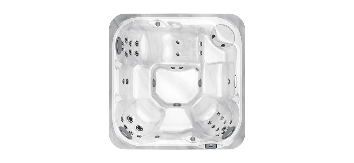 Top view of the Jacuzzi J-235 with jets for luxurious wellness in the garden