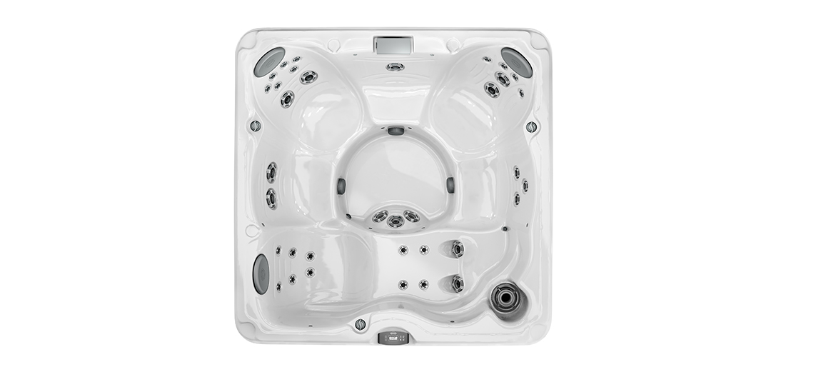 Top view of the Jacuzzi J-235 Classic with jets for luxurious wellness in the garden