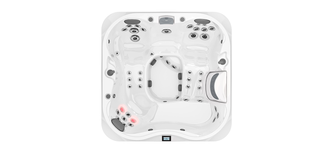 Bovenaanzicht van Jacuzzi J-332 met jets voor luxe wellness in de tuin