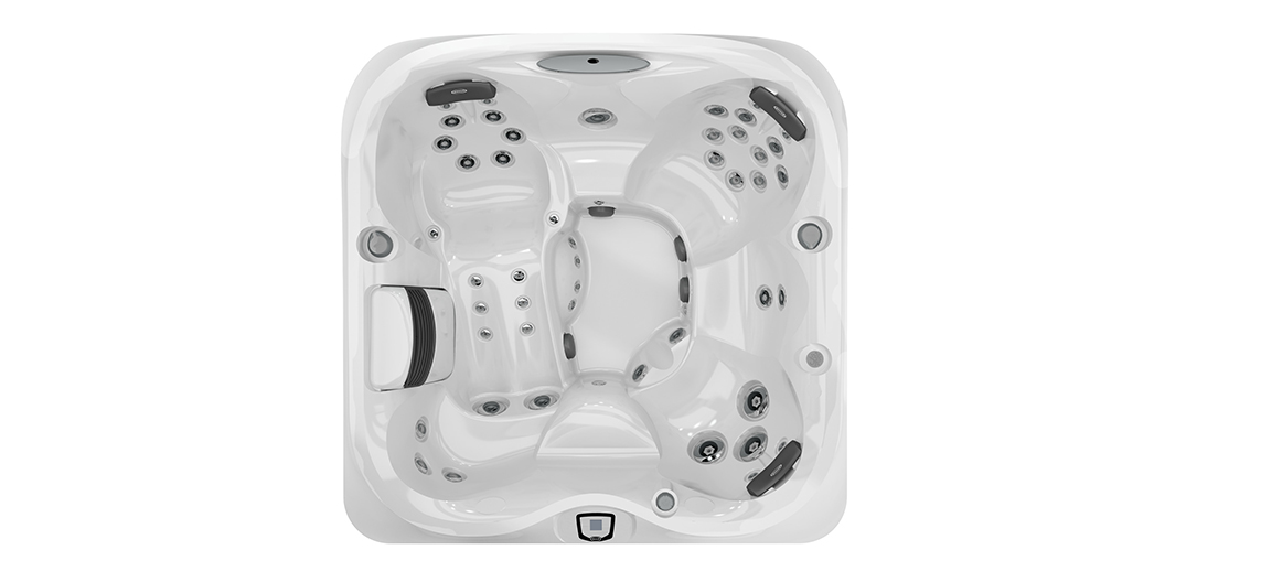 Top view of the Jacuzzi J-435 with jets for luxurious wellness in the garden