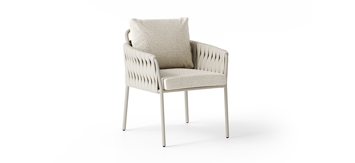 Suns Fiave dining chair in Camel Sand aluminum for a luxurious garden and patio