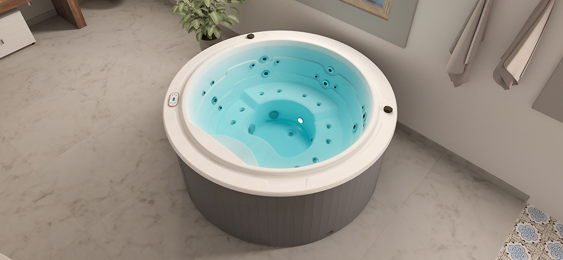 Aquavia Aqualife collectie model Sundown jacuzzi in de tuin voor luxe wellness buiten