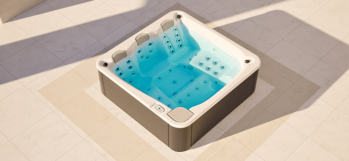 Aquavia Aqualife collectie model Touch 5 jacuzzi in de tuin voor luxe wellness buiten