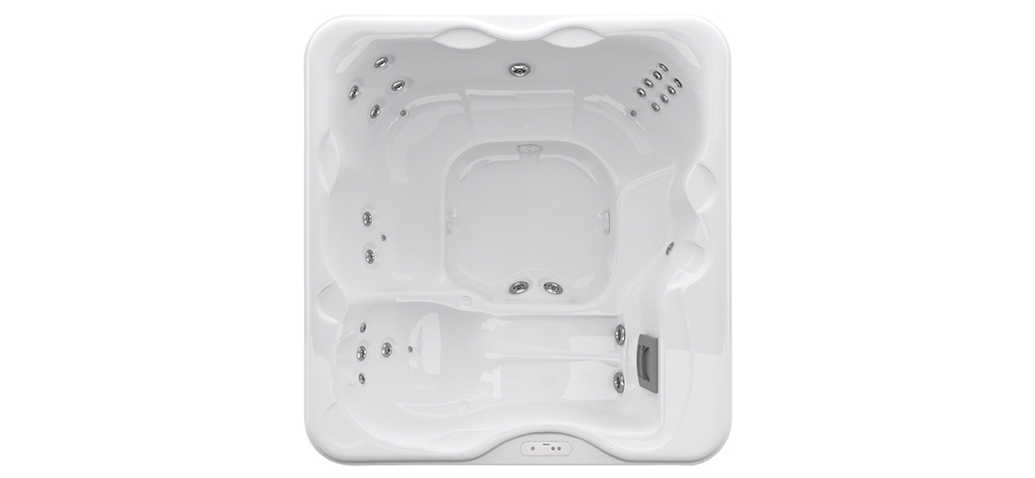 Bovenaanzicht Jacuzzi Lodge model L voor luxe wellness in de tuin