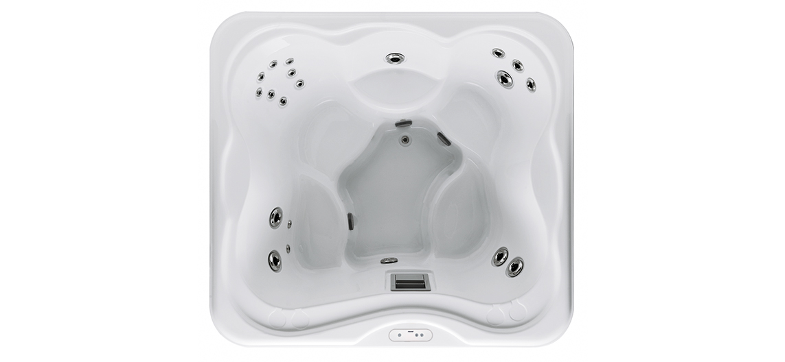 Bovenaanzicht Jacuzzi Lodge model M voor luxe wellness in de tuin