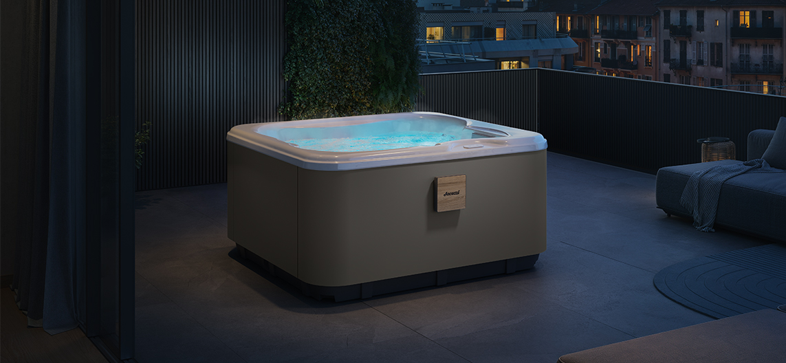 Jacuzzi Lodge model S in Quartz Grey voor luxe wellness in de tuin