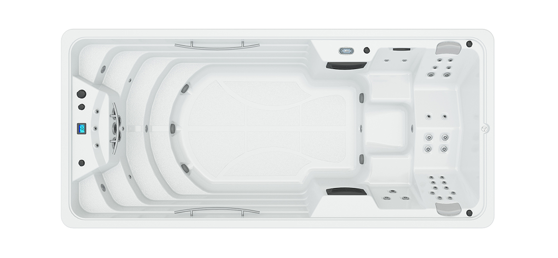 Top view of the Aquavia Amazon swim spa for luxury wellness and swimming in the garden