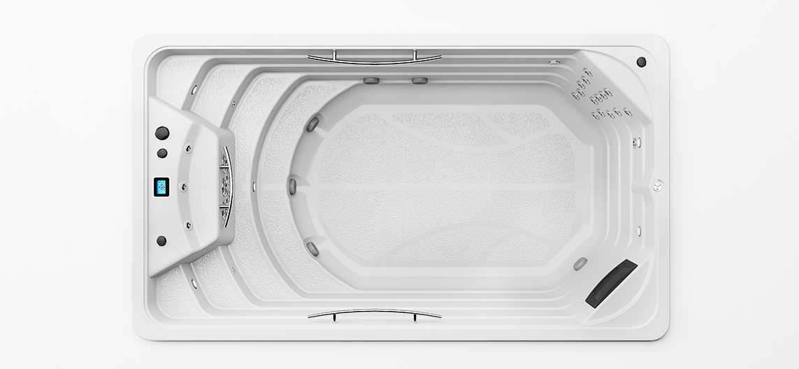 Top view of the Aquavia Compact swim spa for luxury wellness and swimming in the backyard