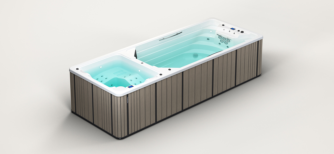 Aquavia Duo Jacuzzi Swim Spa for luxury wellness and swimming in the garden