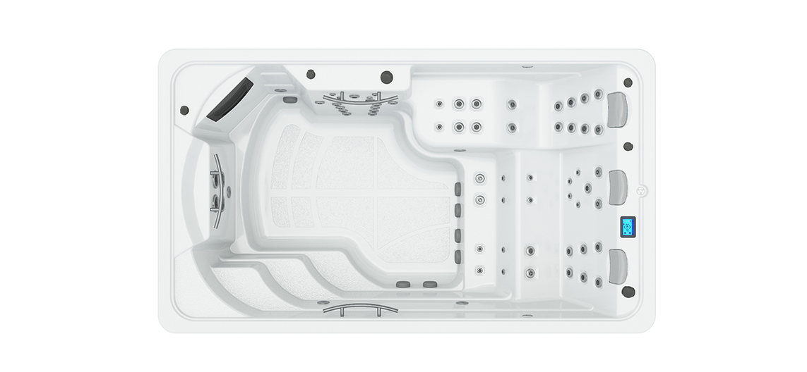 Top view of the Aquavia Fitness swim spa for luxury wellness and swimming in the backyard